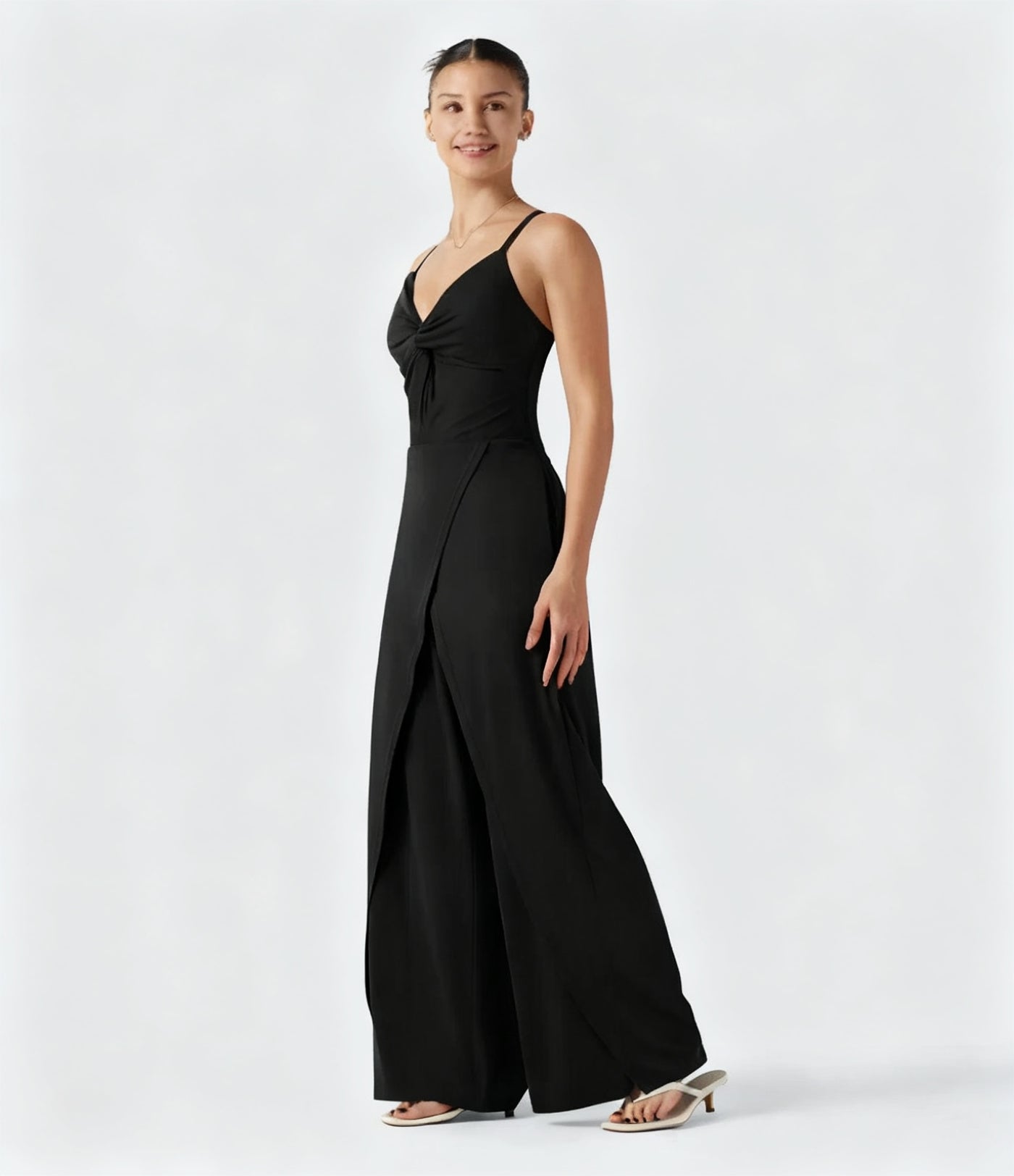 Wrap Built-In Bra Baggy Jumpsuit