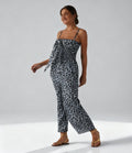 Tie-Front Leopard Mesh Jumpsuit
