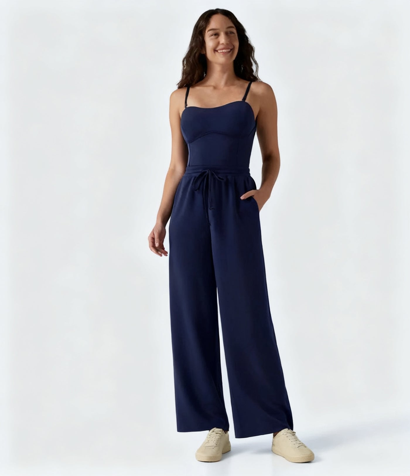 Removable-Strap Built-In Bra Jumpsuit