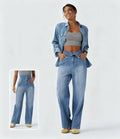 High-Waisted Straight-Leg Casual Jeans