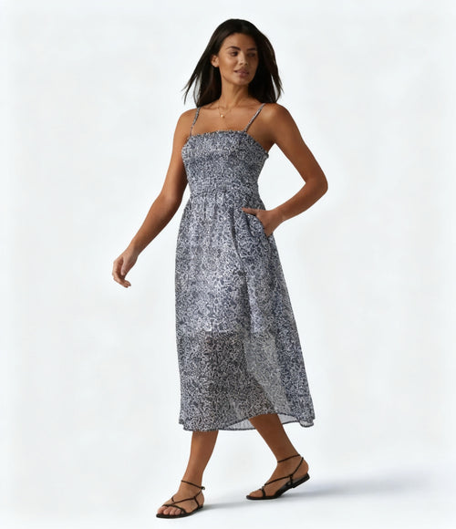 Floral Chiffon Flowy Midi Dress
