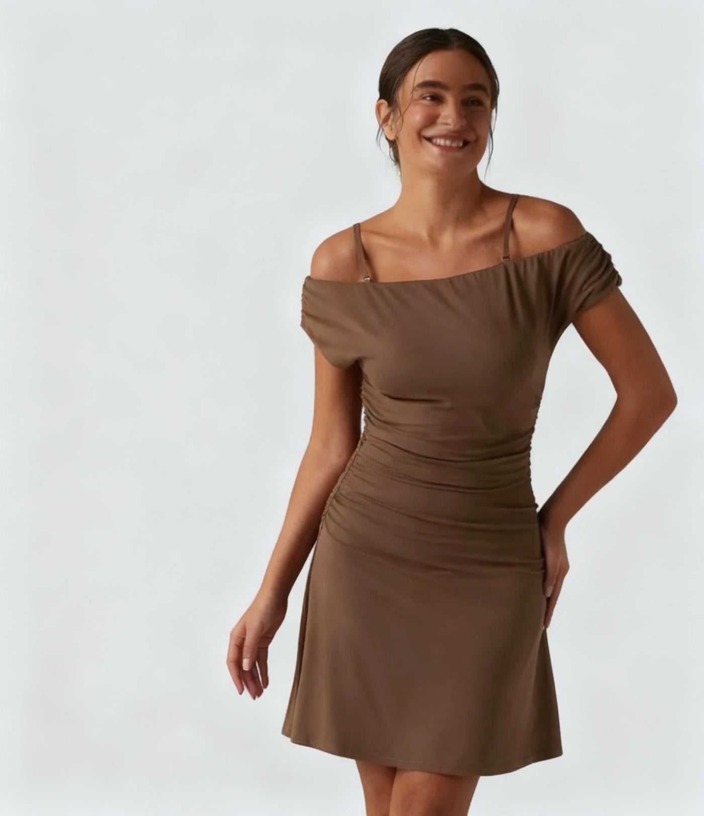 Off-Shoulder Built-In Bra Active Dress