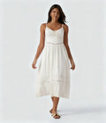Tie-Front Cut-Out Linen-Feel Midi Dress