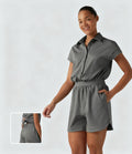Short-Sleeve Striped Shirt Playsuit