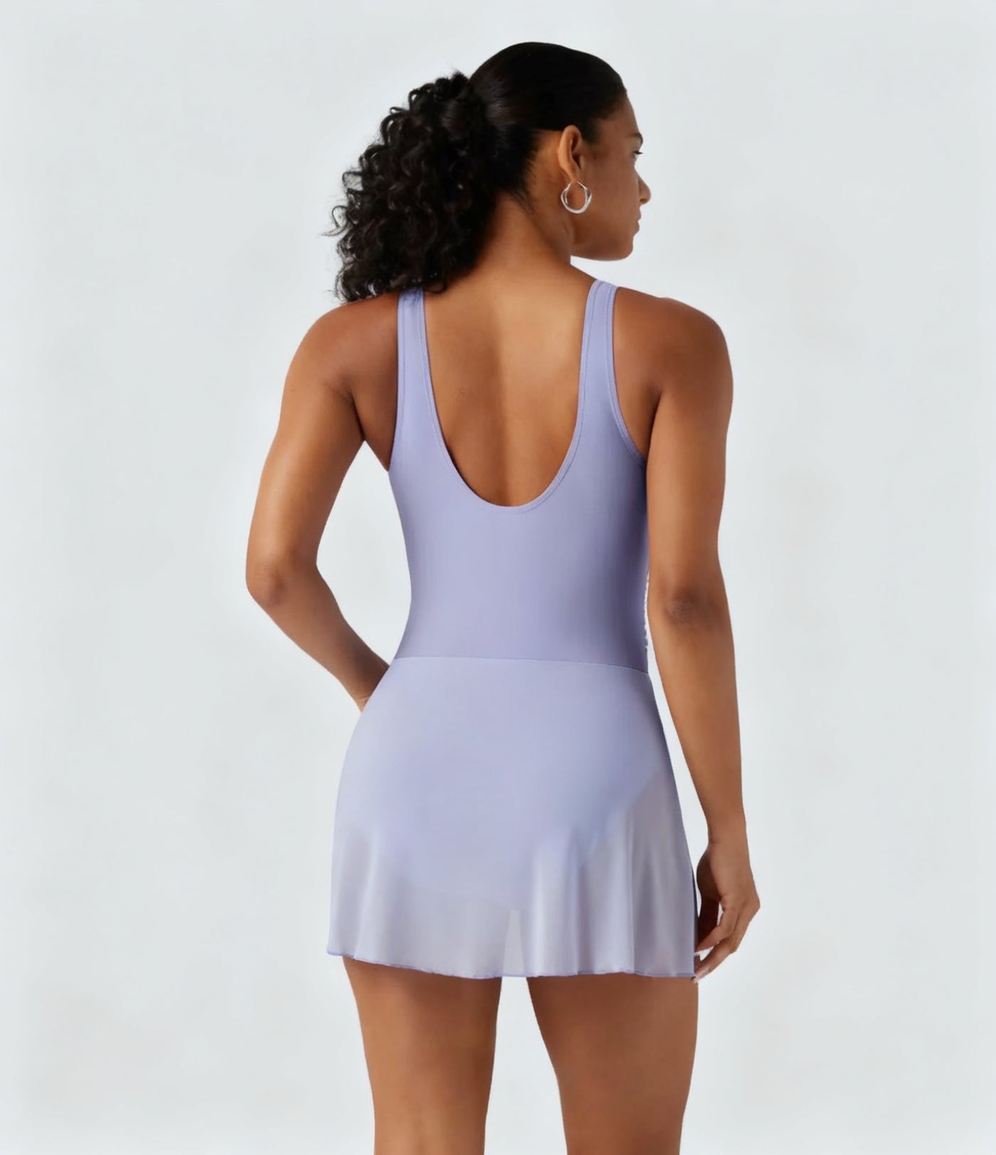 V-Neck Mesh Swim Dress