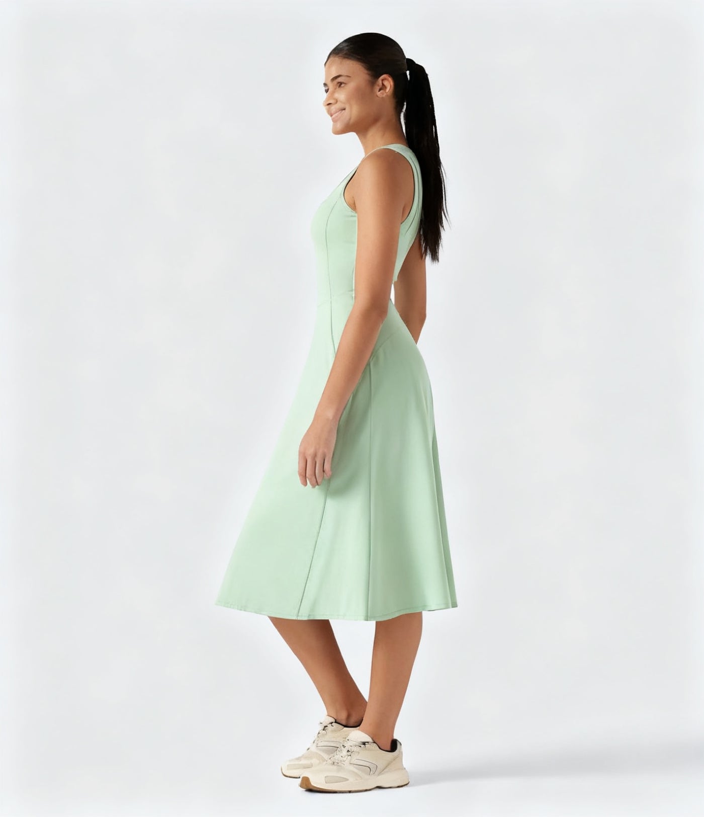 Square-Neck Active Midi Dress
