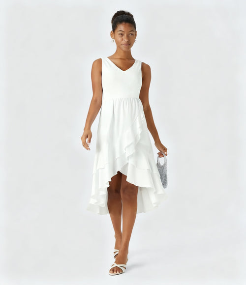 Backless Ruffle Flowy Midi Dress