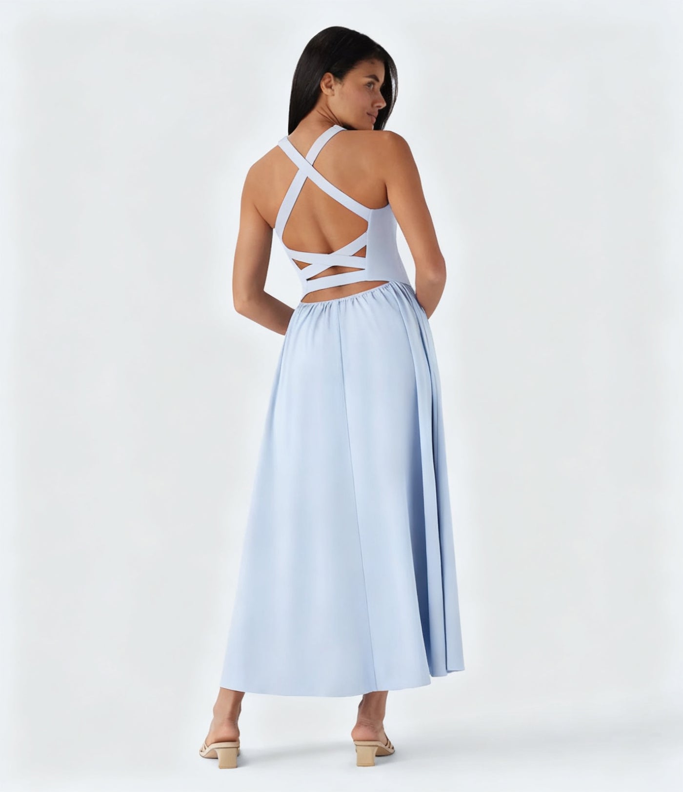 Backless Crisscross Maxi Dress