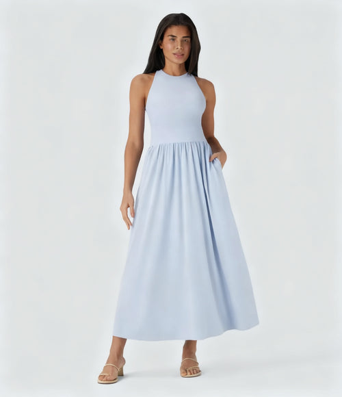 Backless Crisscross Maxi Dress