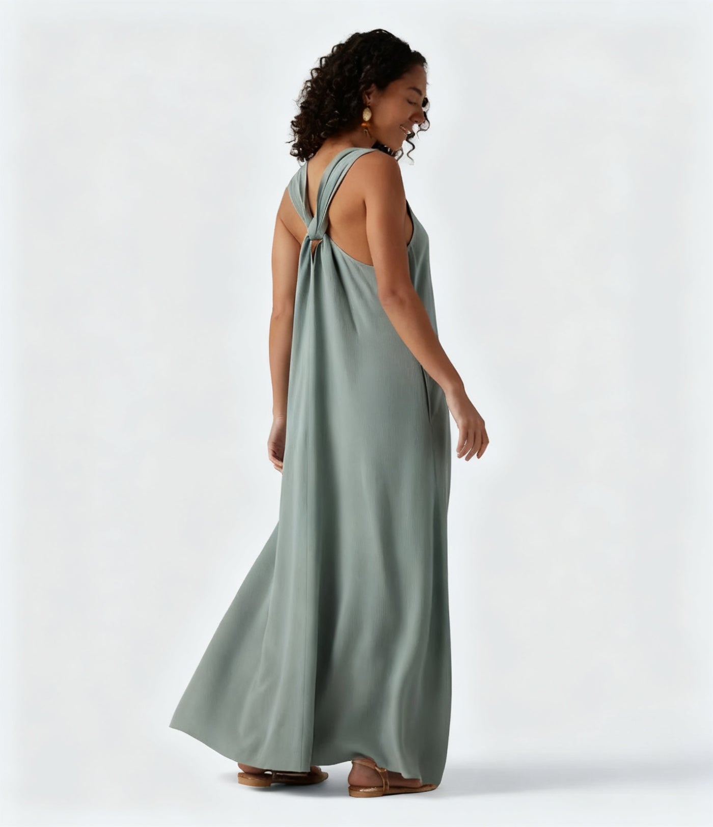 Sleeveless Linen-Blend Maxi Dress